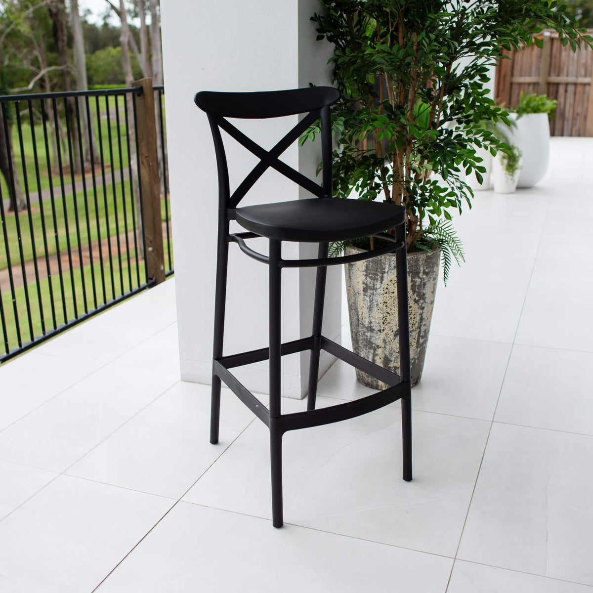 best-outdoor-furniture-Portsea Cross 75 - Outdoor Bar Stool #color_BLACK