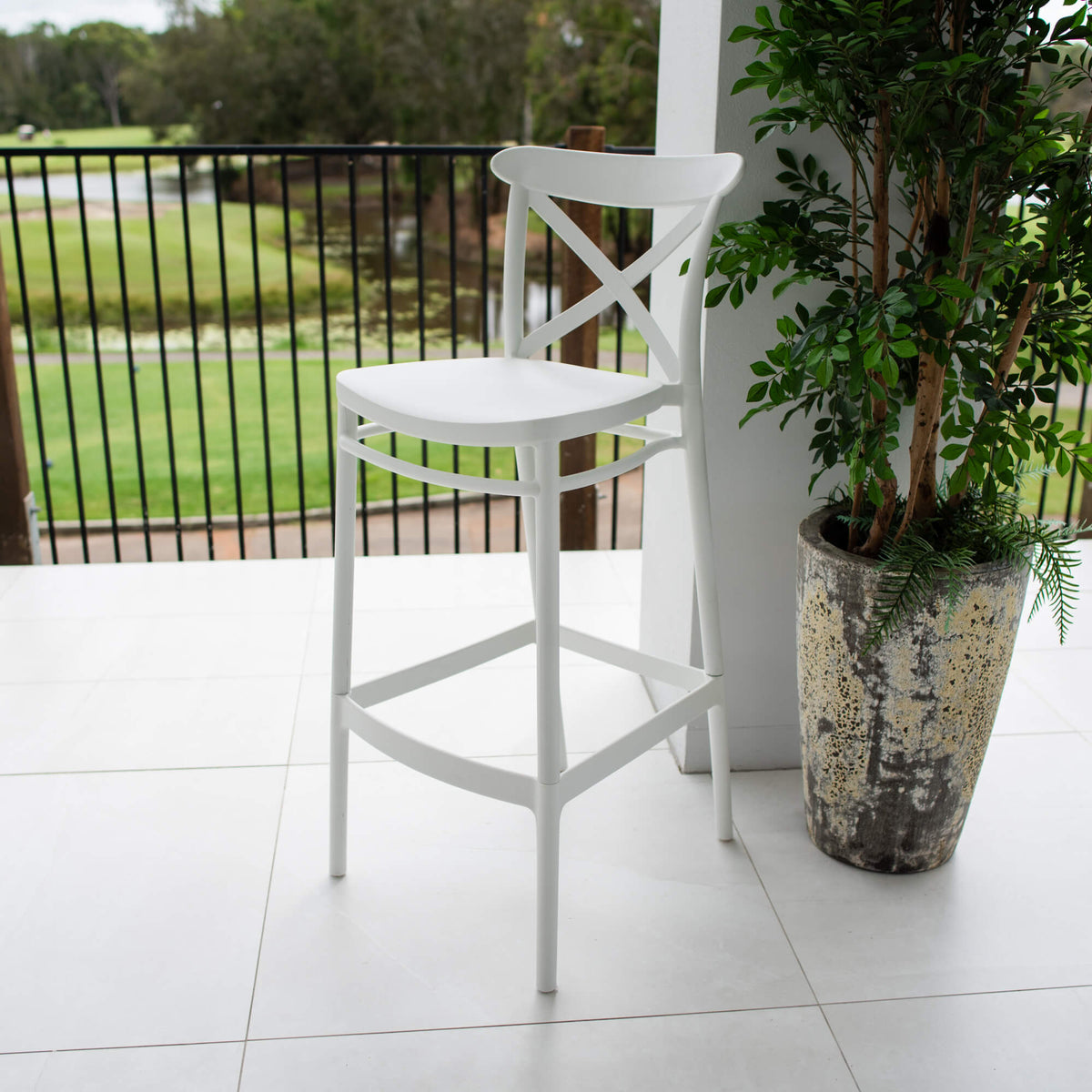 best-outdoor-furniture-Portsea Cross 75 - Outdoor Bar Stool #color_WHITE