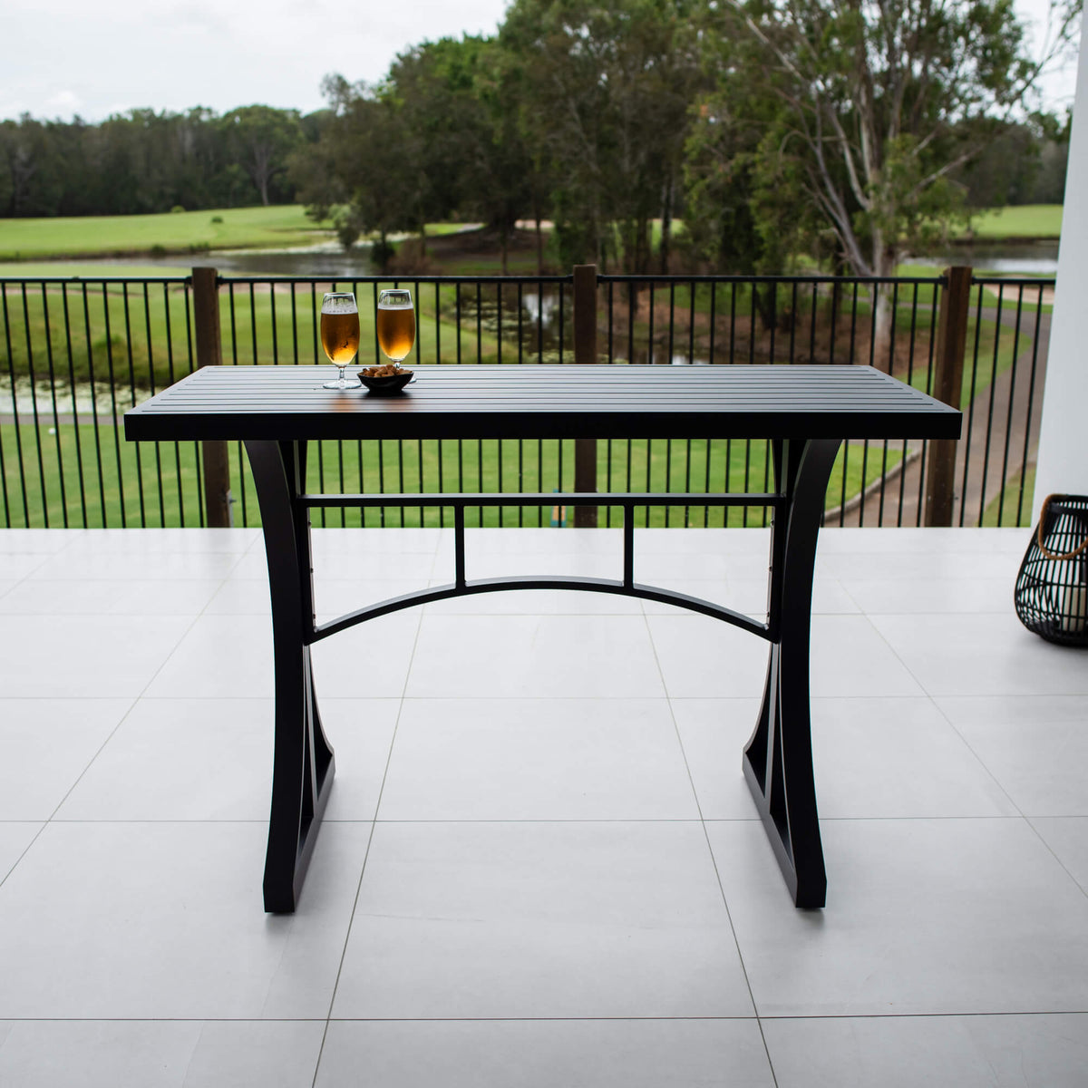 best-outdoor-furniture-Bergen Slat Moon BAR Table - Outdoor Bar Table (150x65x101H) #color_BLACK