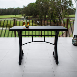 best-outdoor-furniture-Bergen Slat Moon BAR Table - Outdoor Bar Table (150x65x101H) #color_BLACK