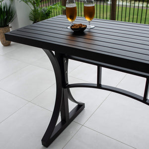 best-outdoor-furniture-Bergen Slat Moon BAR Table - Outdoor Bar Table (150x65x101H) #color_BLACK