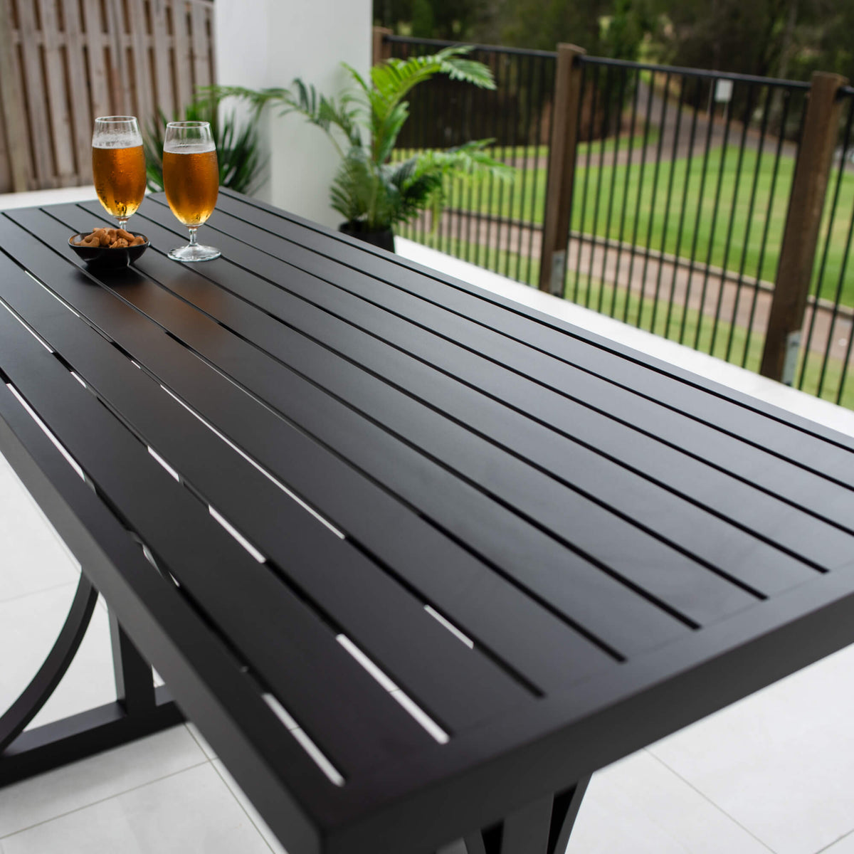 best-outdoor-furniture-Bergen Slat Moon BAR Table - Outdoor Bar Table (150x65x101H) #color_BLACK