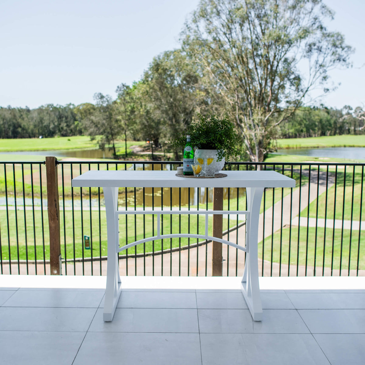 Bergen Slat Moon BAR Table - Outdoor Bar Table (150x65x101H)
