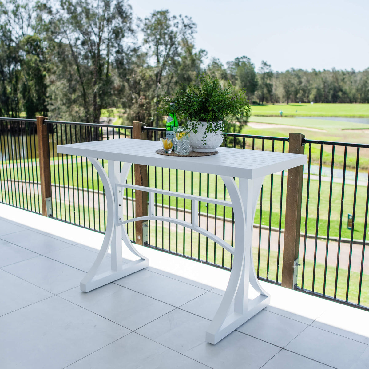 Bergen Slat Moon BAR Table - Outdoor Bar Table (150x65x101H)