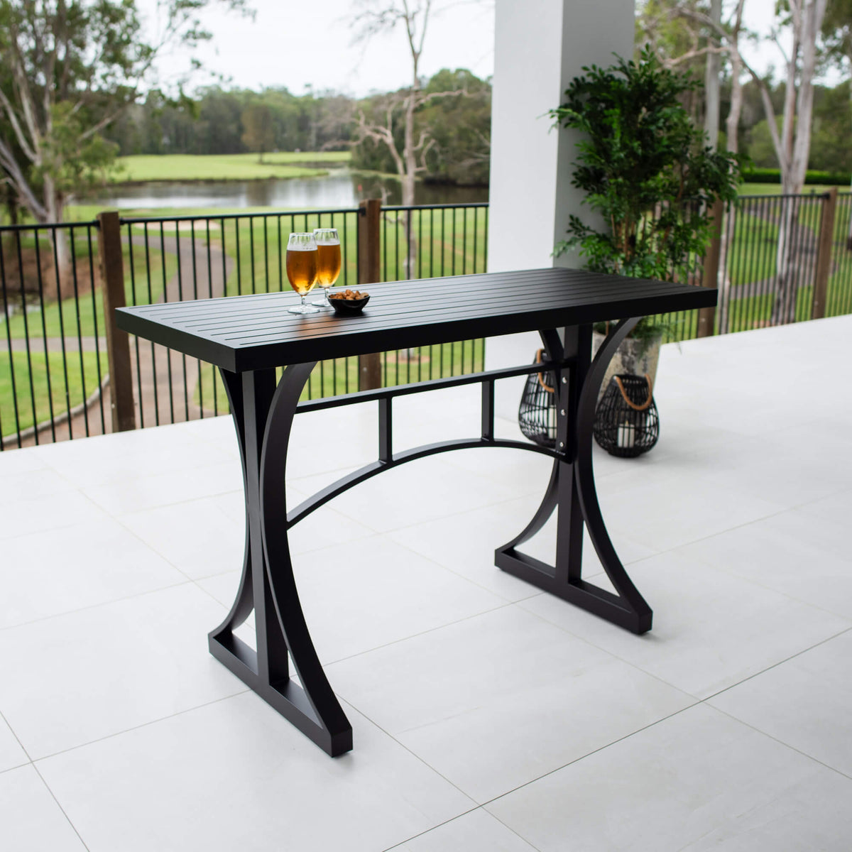 Bergen Slat Moon BAR Table - Outdoor Bar Table (150x65x101H)