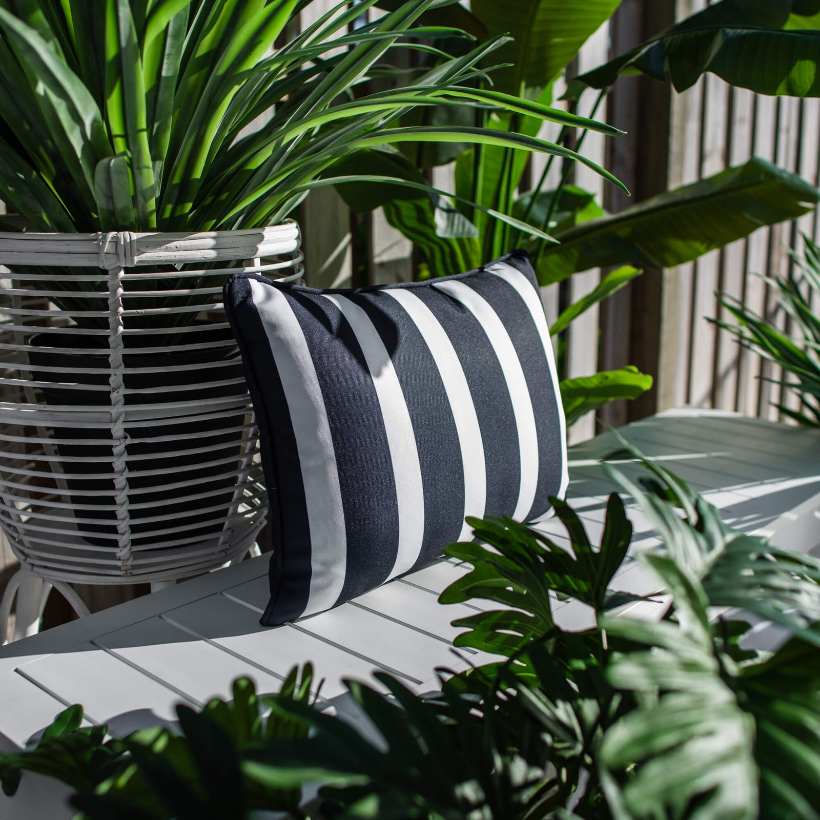 best-outdoor-furniture-Stella Bolster 45 x 32cm - Outdoor Cushion #color_NAVY-WHITE