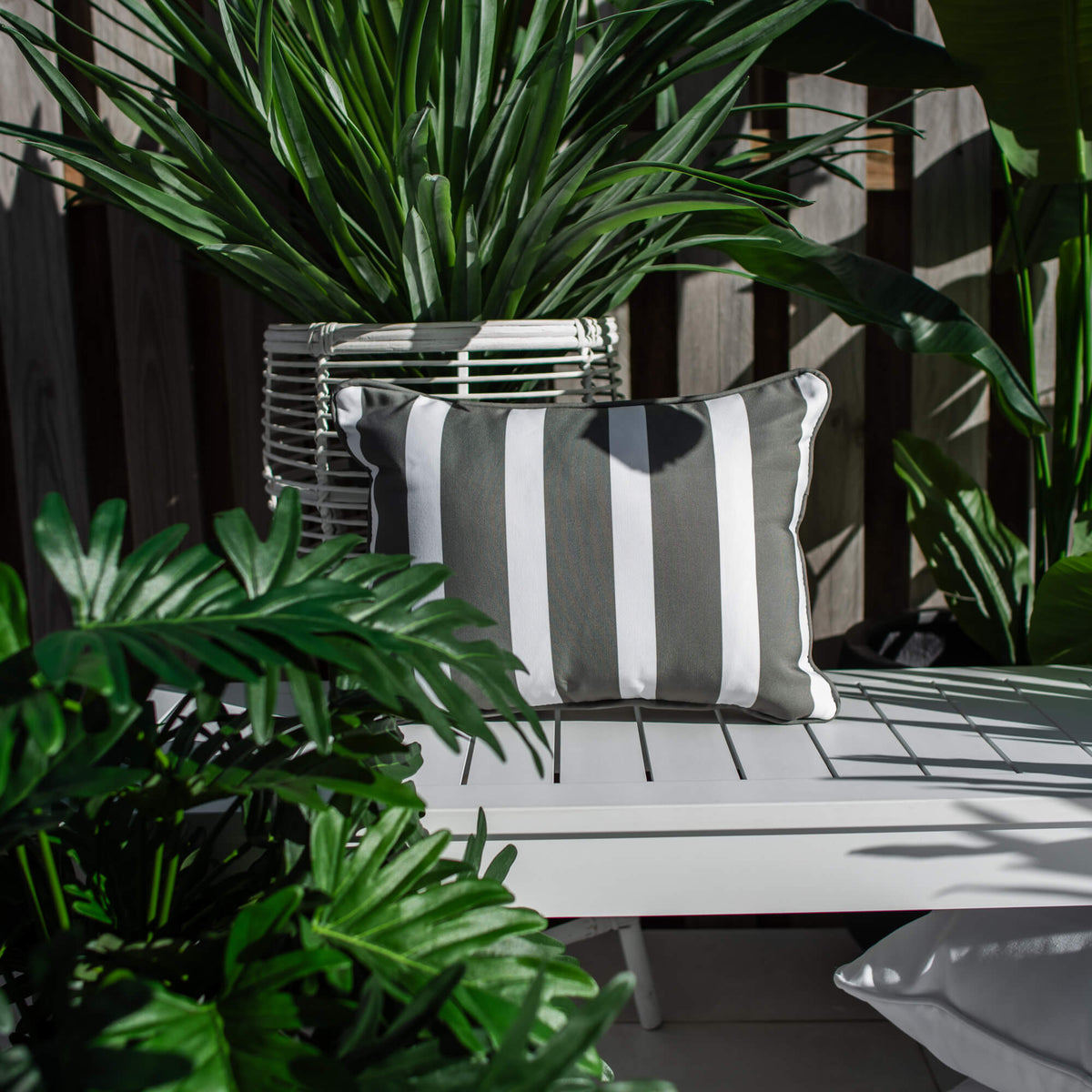 best-outdoor-furniture-Stella Bolster 45 x 32cm - Outdoor Cushion #color_SAGE-WHITE