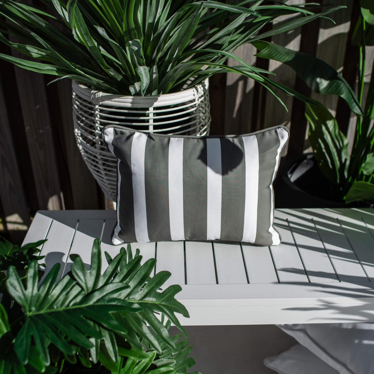 best-outdoor-furniture-Stella Bolster 45 x 32cm - Outdoor Cushion #color_SAGE-WHITE