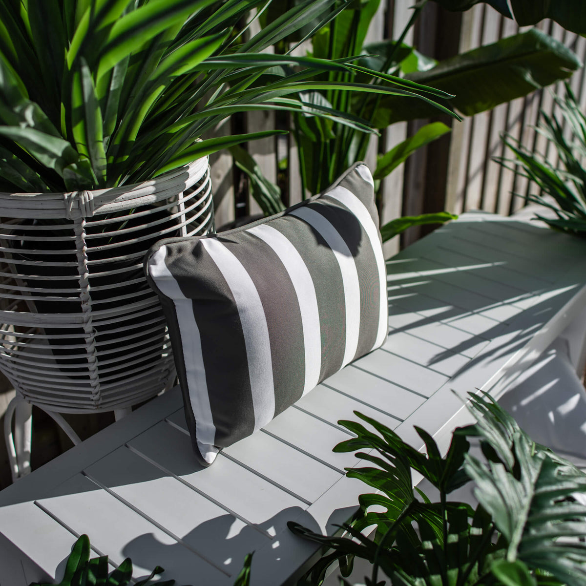 best-outdoor-furniture-Stella Bolster 45 x 32cm - Outdoor Cushion #color_SAGE-WHITE