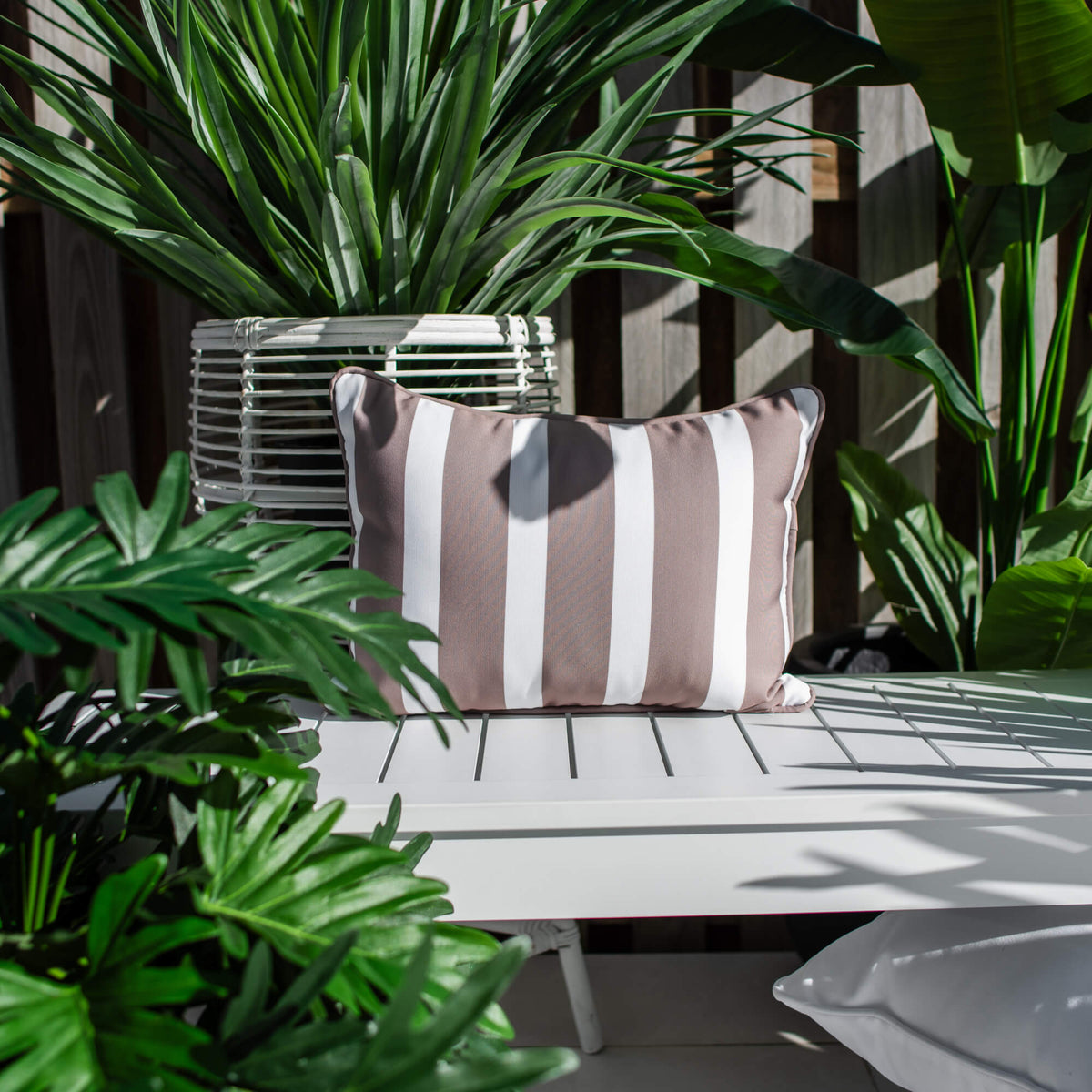 best-outdoor-furniture-Stella Bolster 45 x 32cm - Outdoor Cushion #color_BEIGE-WHITE