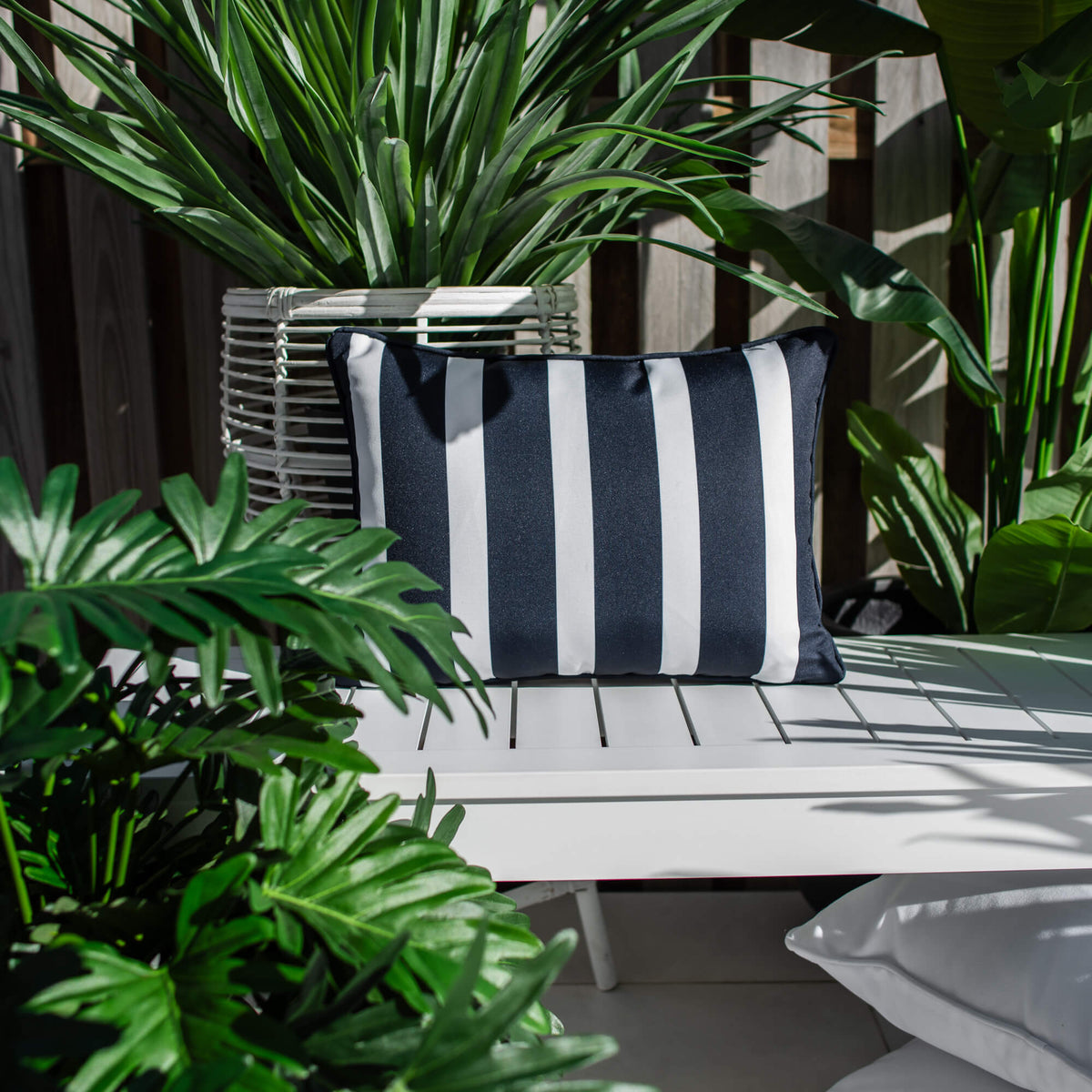 best-outdoor-furniture-Stella Bolster 45 x 32cm - Outdoor Cushion #color_NAVY-WHITE