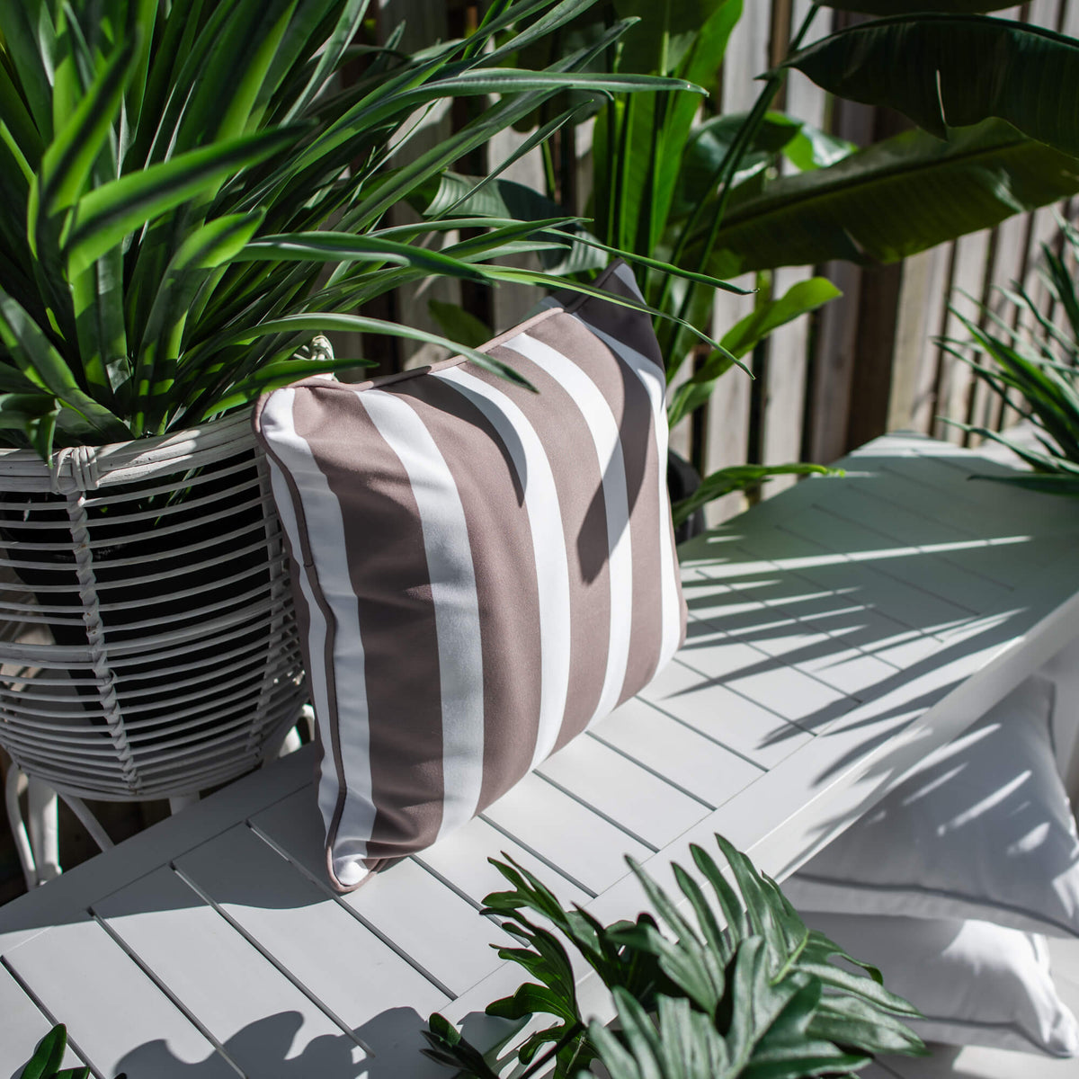 best-outdoor-furniture-Stella Stripe 45 x 45cm - Outdoor Cushion #color_BIEGE-WHITE