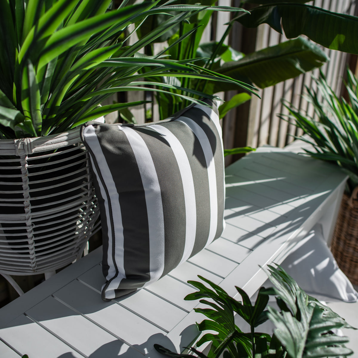best-outdoor-furniture-Stella Stripe 45 x 45cm - Outdoor Cushion #color_SAGE-WHITE