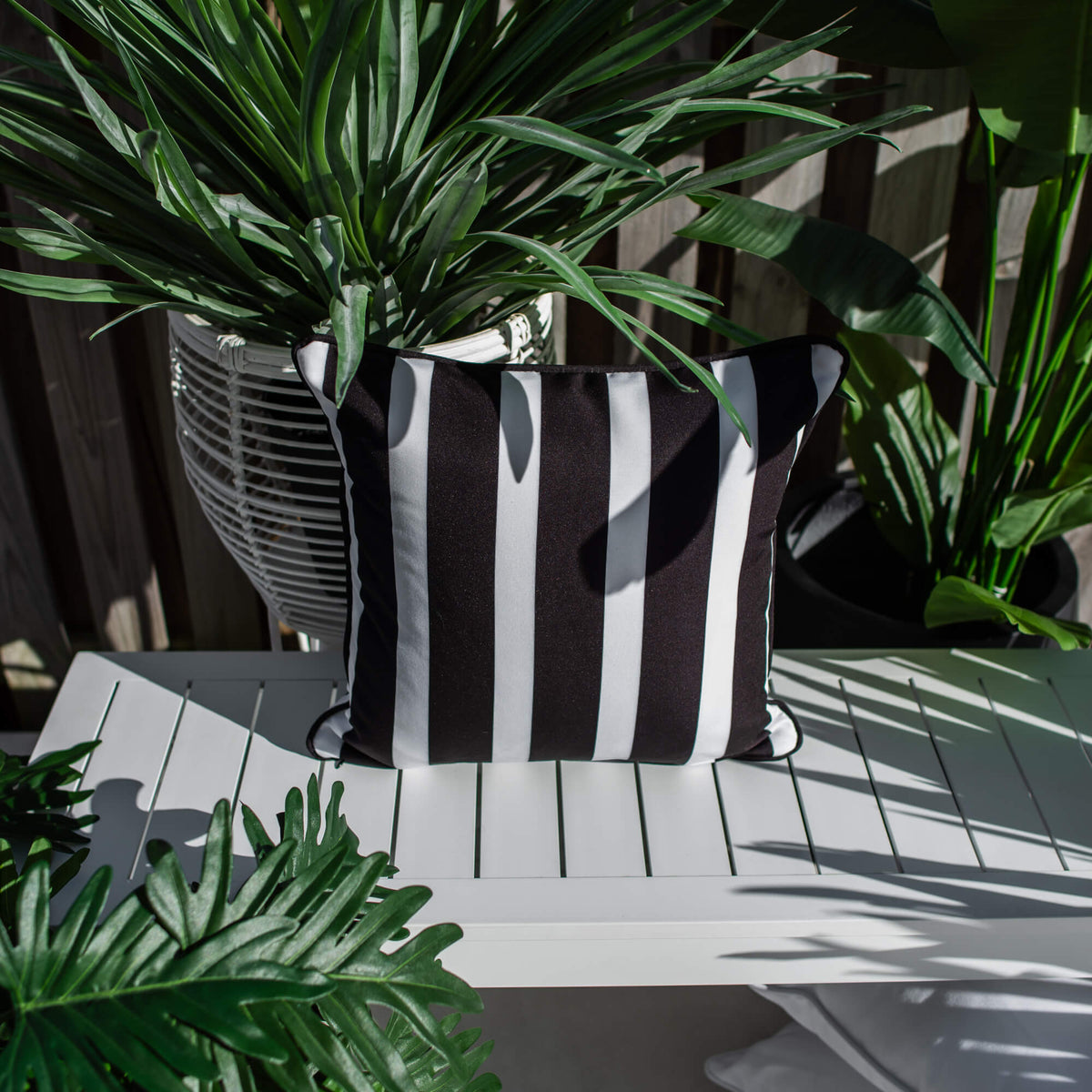 best-outdoor-furniture-Stella Stripe 45 x 45cm - Outdoor Cushion #color_BLACK-WHITE