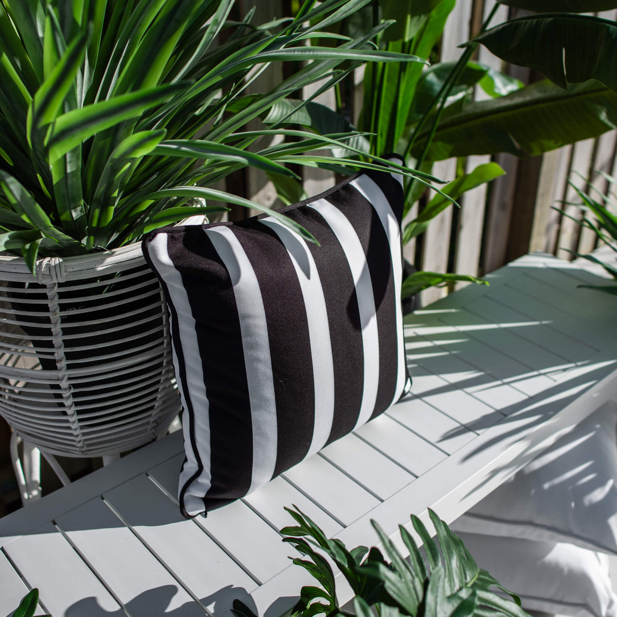 best-outdoor-furniture-Stella Stripe 45 x 45cm - Outdoor Cushion #color_BLACK-WHITE