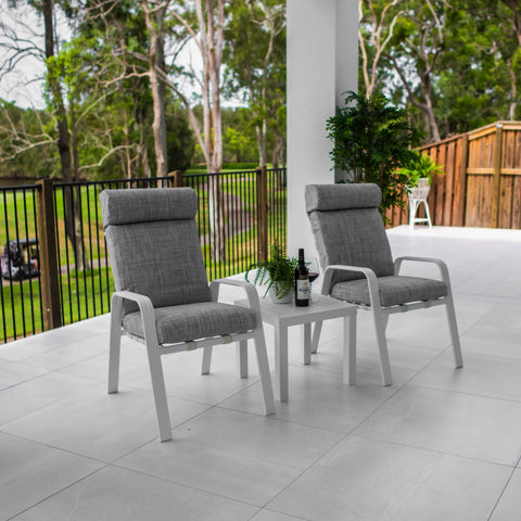 Andorra - Slat Side - 3pce Outdoor Chat Set  White/Grey