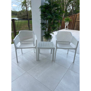 best-outdoor-furniture-Nero - Slat Side - 3pce Outdoor Chat Set White
