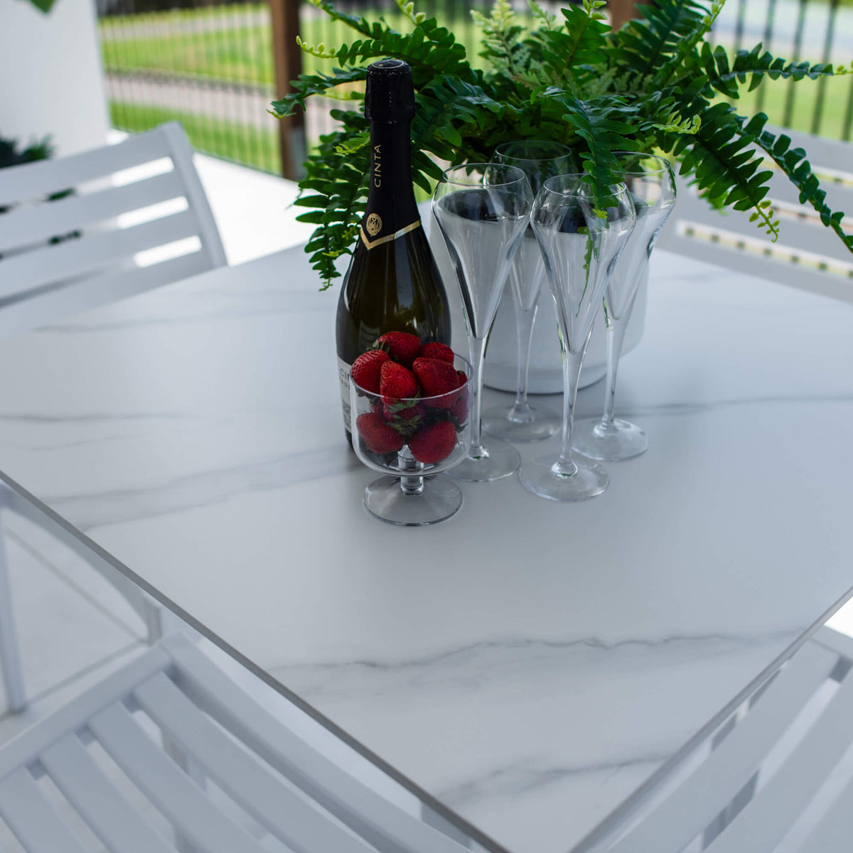 best-outdoor-furniture-Apollo Lennox - 5pce (80x80) - Outdoor Bistro Set - Outdoor Dining Set #color_WHITE