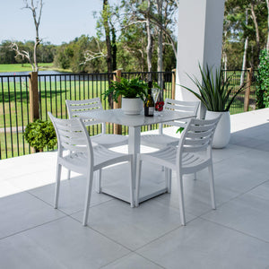 best-outdoor-furniture-Apollo Lennox - 5pce (80x80) - Outdoor Bistro Set - Outdoor Dining Set #color_WHITE