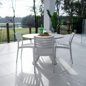 best-outdoor-furniture-Apollo Malibu Round - 5pce (120x120) - Outdoor Dining Set #color_WHITE