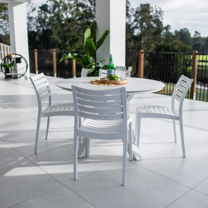 best-outdoor-furniture-Apollo Malibu Round - 5pce (120x120) - Outdoor Dining Set #color_WHITE