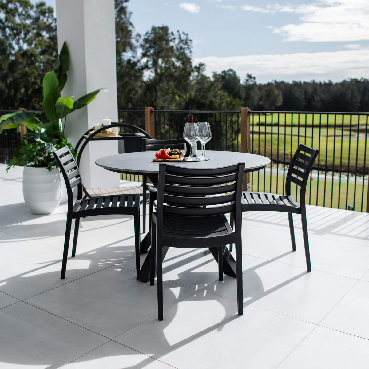 best-outdoor-furniture-Apollo Malibu Round - 5pce (120x120) - Outdoor Dining Set #color_BLACK