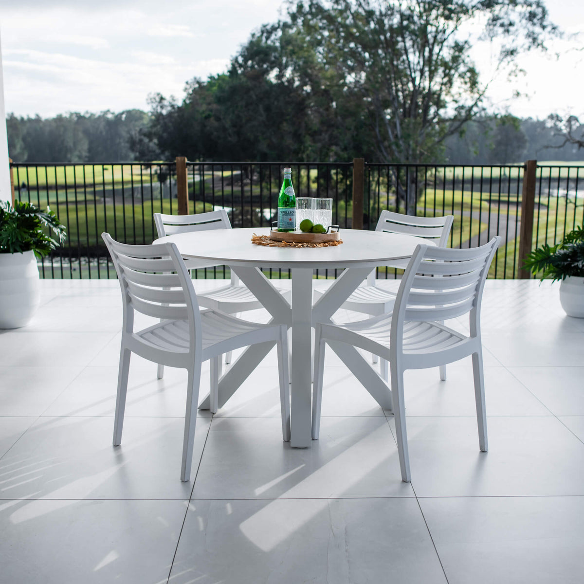best-outdoor-furniture-Apollo Malibu Round - 5pce (120x120) - Outdoor Dining Set #color_WHITE