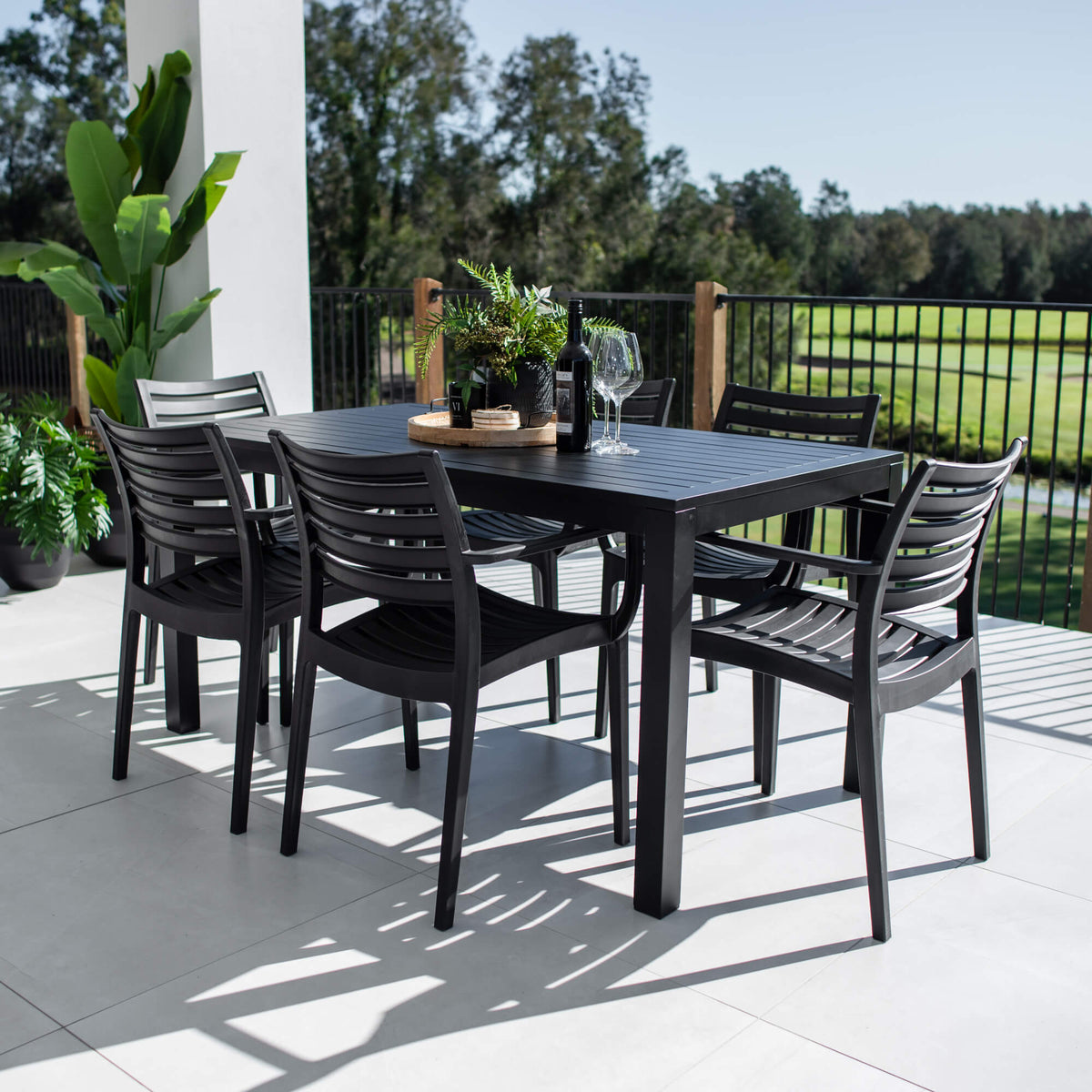 best-outdoor-furniture-Apollo XL Aria - 7pce (150x80) - Outdoor Dining Set #color_BLACK