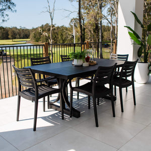 best-outdoor-furniture-Apollo XL Bergen - 7pce (180x100) - Outdoor Dining Set #color_BLACK