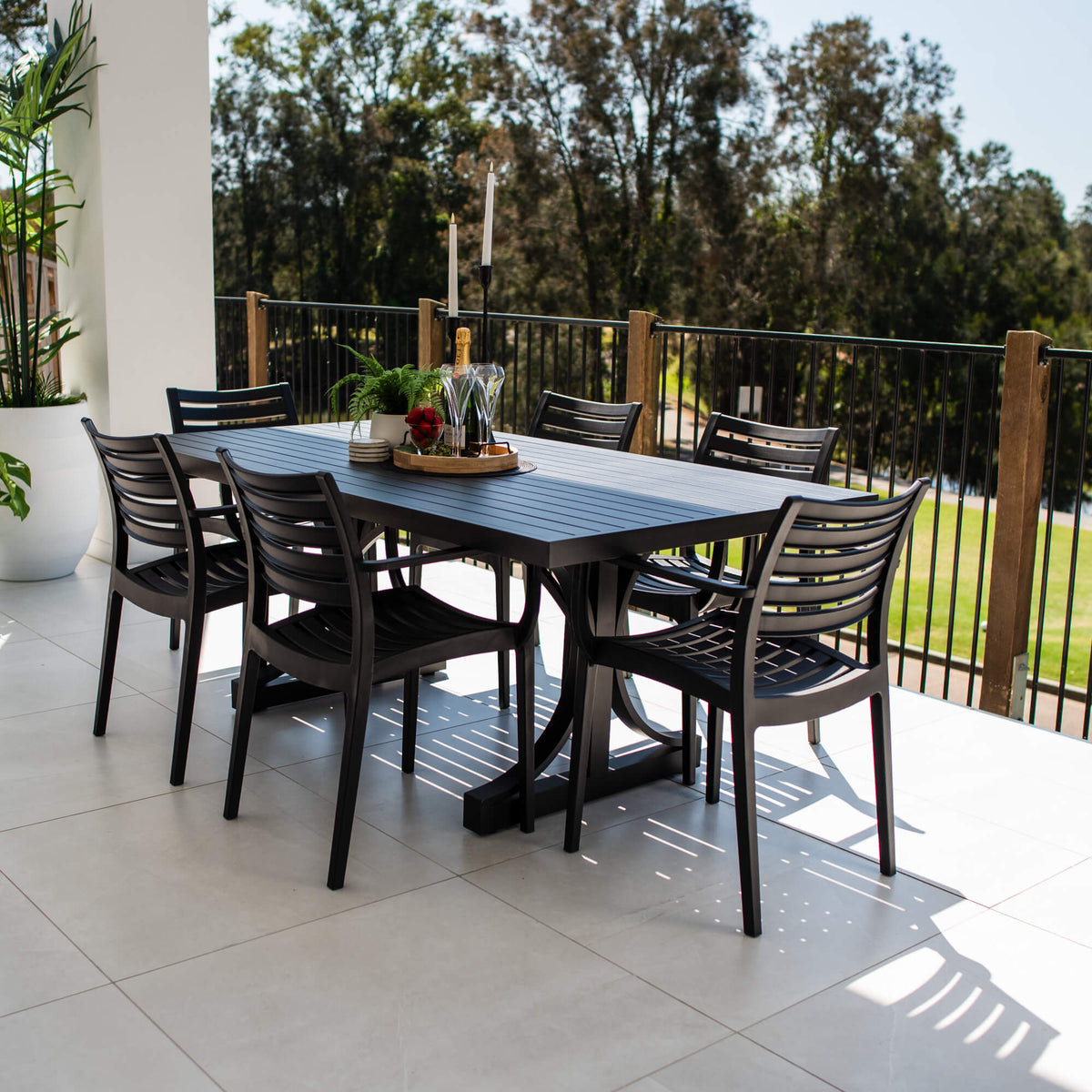 best-outdoor-furniture-Apollo XL Bergen - 7pce (180x100) - Outdoor Dining Set #color_BLACK