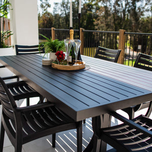 best-outdoor-furniture-Apollo XL Bergen - 7pce (180x100) - Outdoor Dining Set #color_BLACK