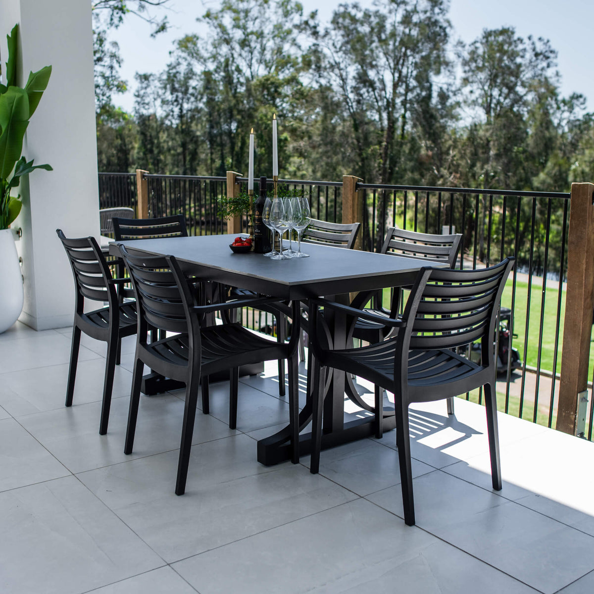 best-outdoor-furniture-Apollo XL Malibu - 7pce (150x80) - Outdoor Dining Set #color_BLACK