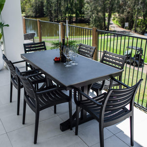 best-outdoor-furniture-Apollo XL Malibu - 7pce (150x80) - Outdoor Dining Set #color_BLACK
