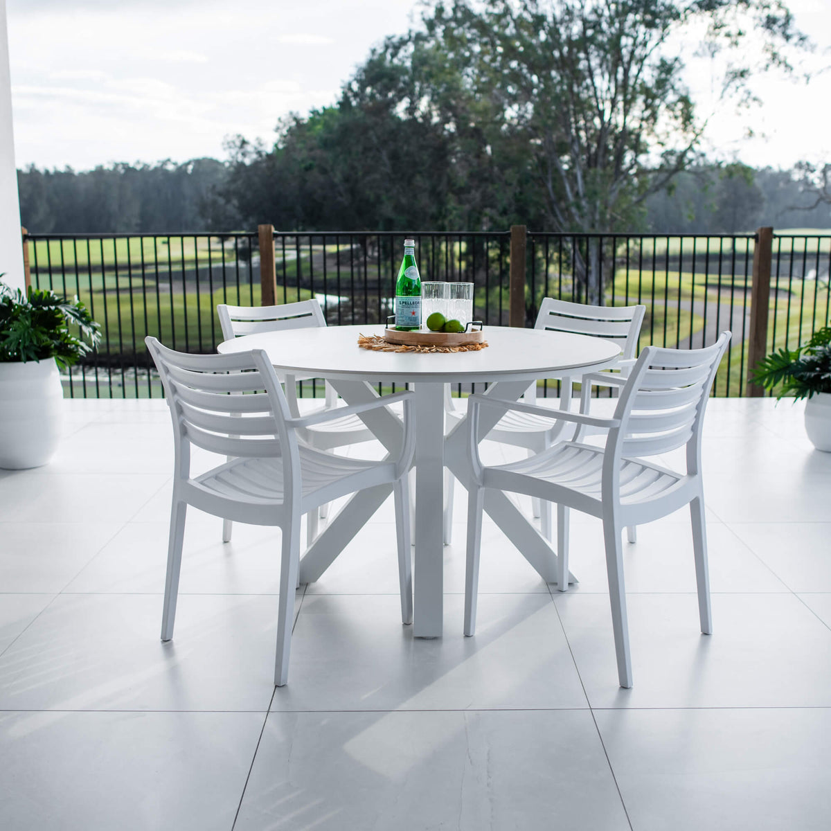 best-outdoor-furniture-Apollo XL Malibu Round - 5pce (120x120) - Outdoor Dining Set #color_WHITE