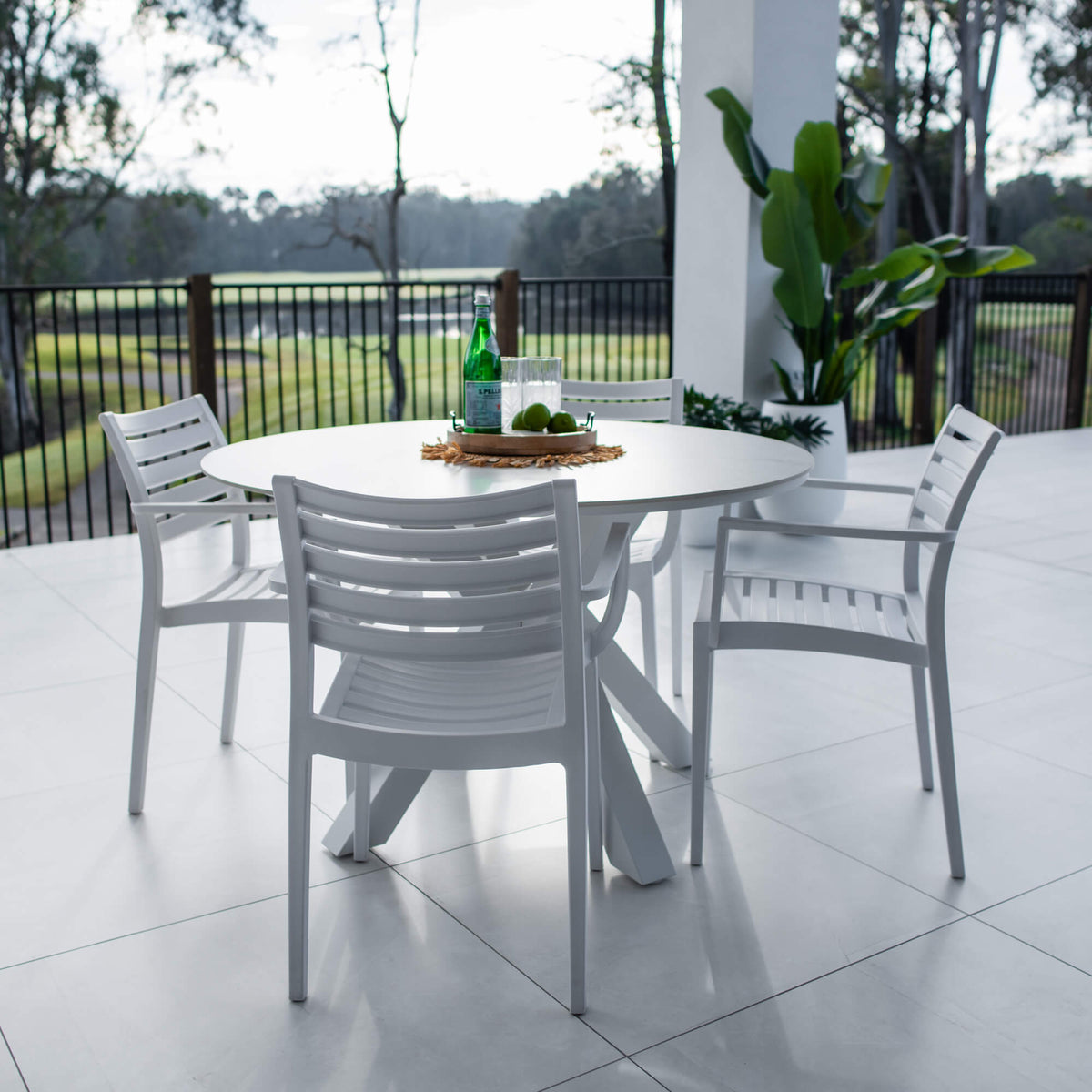 best-outdoor-furniture-Apollo XL Malibu Round - 5pce (120x120) - Outdoor Dining Set #color_WHITE