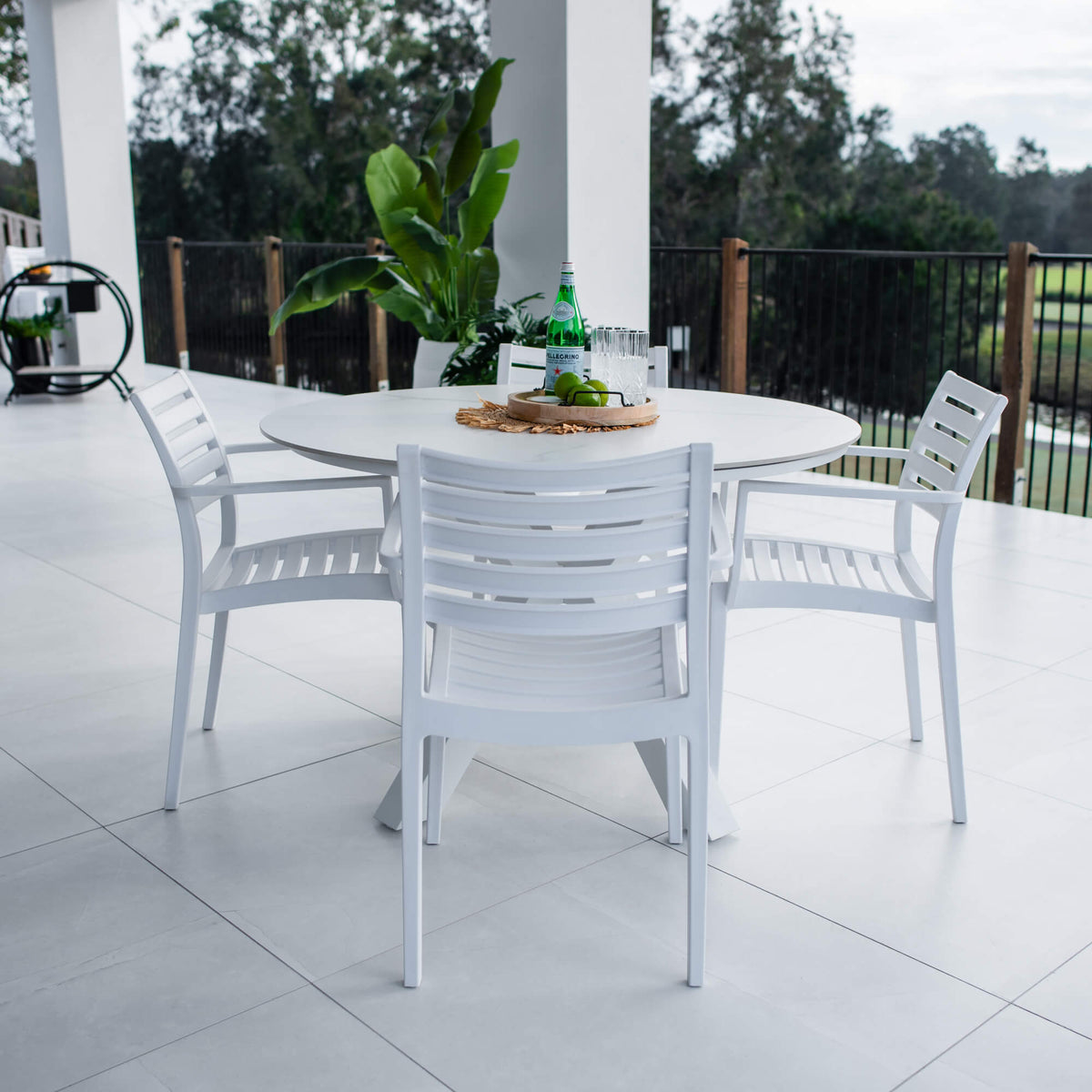 best-outdoor-furniture-Apollo XL Malibu Round - 5pce (120x120) - Outdoor Dining Set #color_WHITE