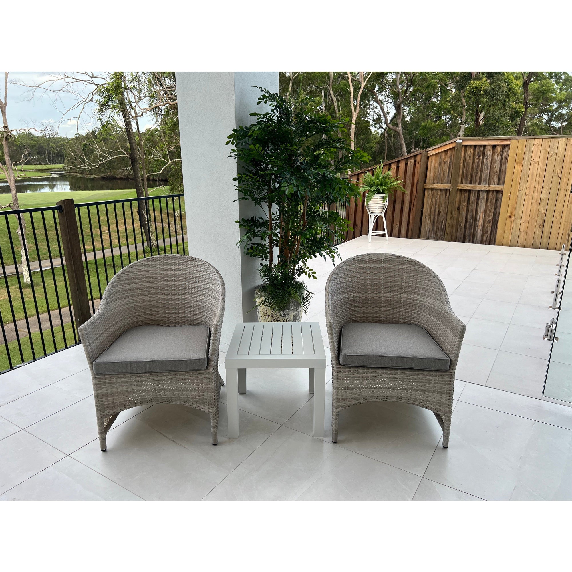 best-outdoor-furniture-Boston - Slat Side - 3pce Outdoor Chat Set Bone/White