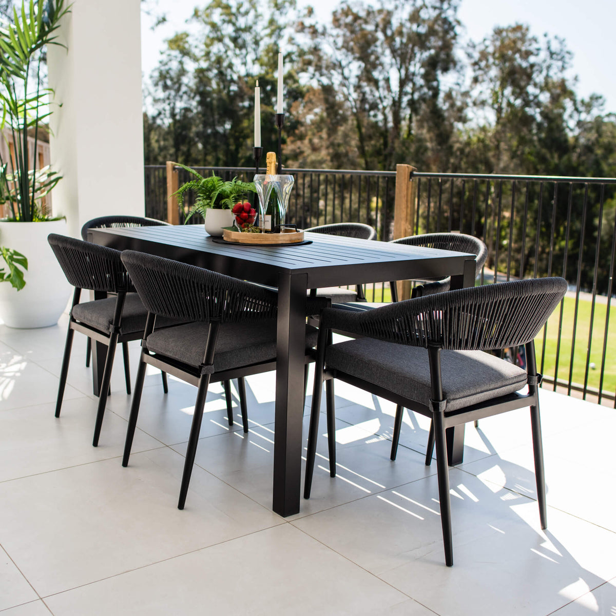best-outdoor-furniture-Kiara Rope Aria - 7pce (150x80) - Outdoor Dining Set #color_BLACK