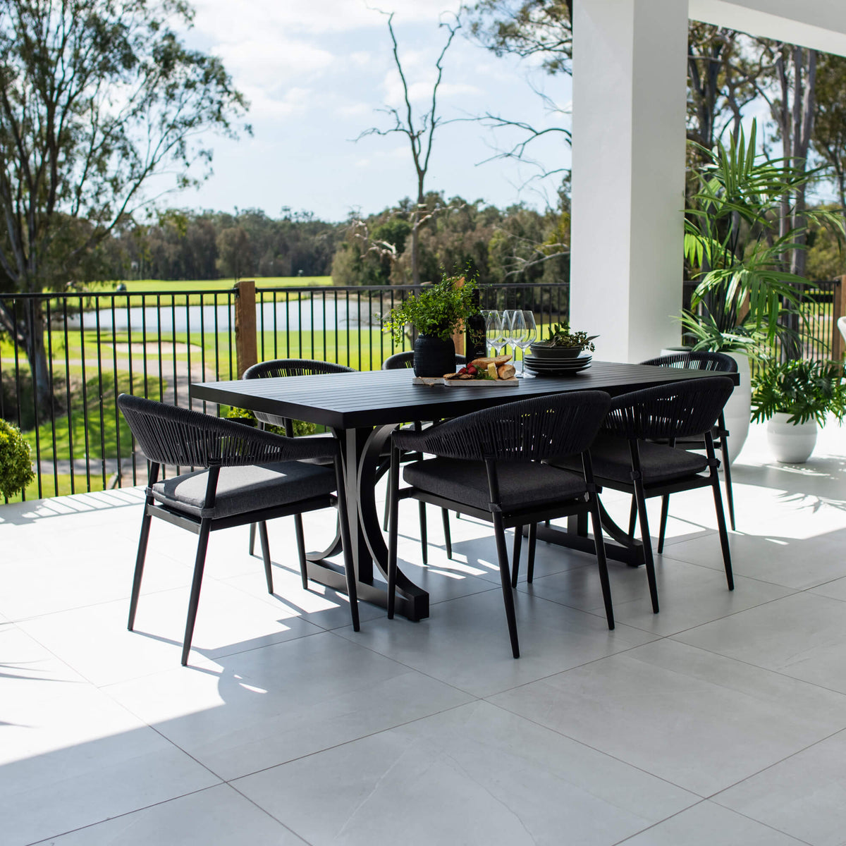 best-outdoor-furniture-Kiara Rope Bergen - 7pce (180x100) - Outdoor Dining Set #color_BLACK