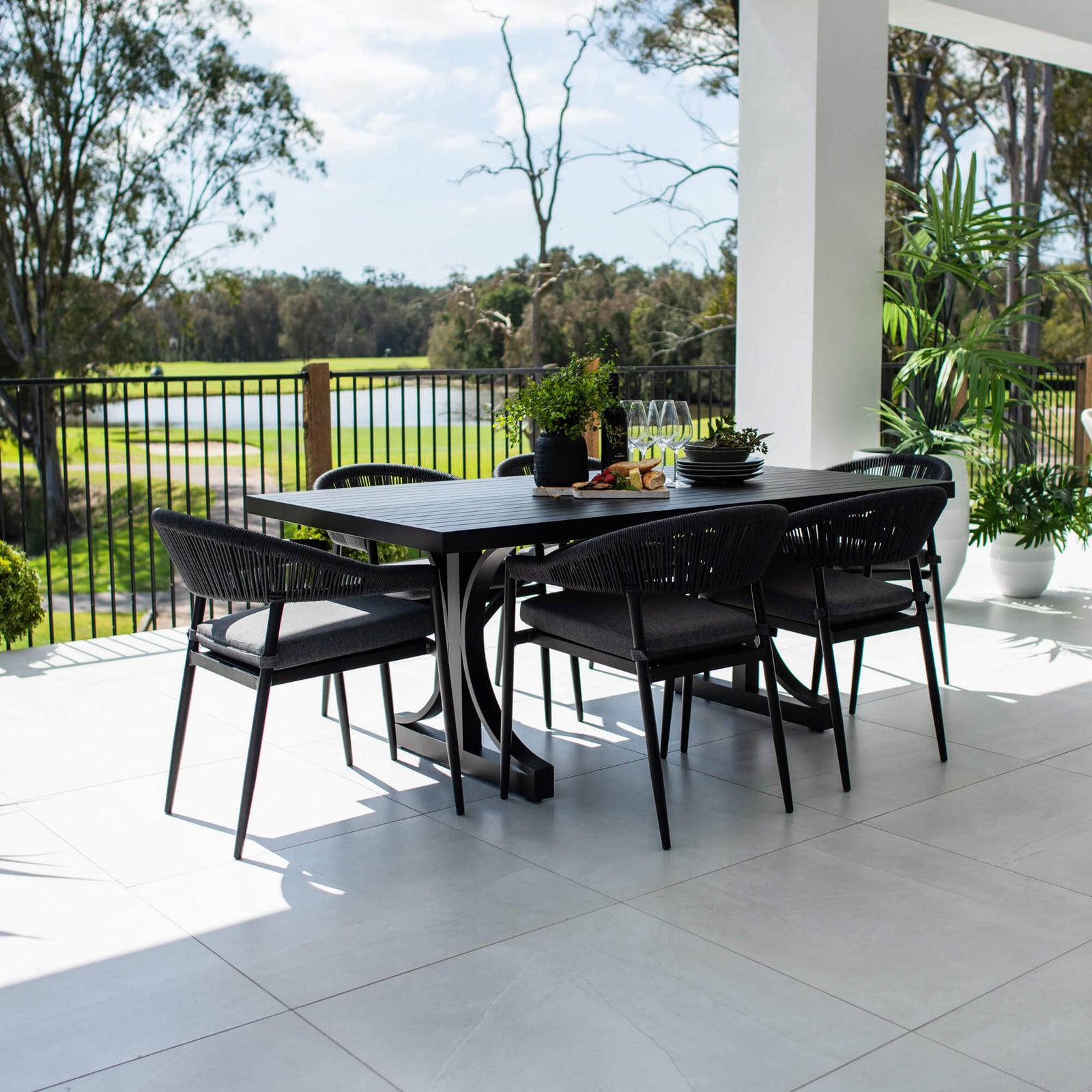 best-outdoor-furniture-Kiara Rope Bergen - 7pce (180x100) - Outdoor Dining Set #color_BLACK