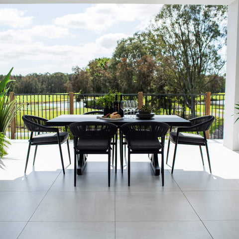 Kiara Rope Bergen - 7pce (180x100) - Outdoor Dining Set
