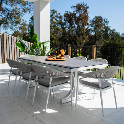 Kiara Rope Chester Moon - 9pce (215x100) - Outdoor Dining Set