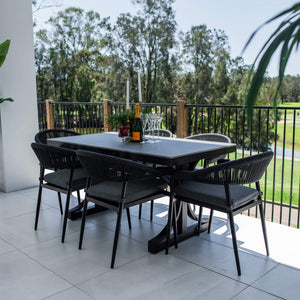 best-outdoor-furniture-Kiara Rope Malibu - 7pce (150x80) - Outdoor Dining Set #color_BLACK