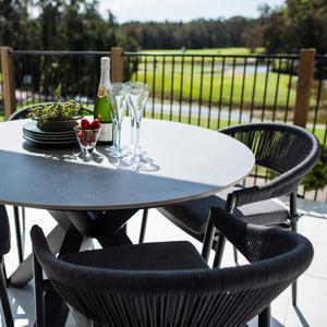 best-outdoor-furniture-Kiara Rope Malibu Round - 5pce (120x120) - Outdoor Dining Set #color_BLACK