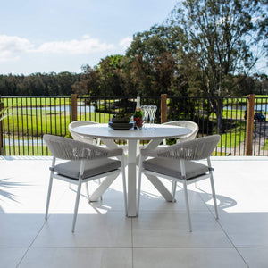 best-outdoor-furniture-Kiara Rope Malibu Round - 5pce (120x120) - Outdoor Dining Set #color_WHITE