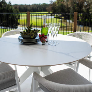 best-outdoor-furniture-Kiara Rope Malibu Round - 5pce (120x120) - Outdoor Dining Set #color_WHITE