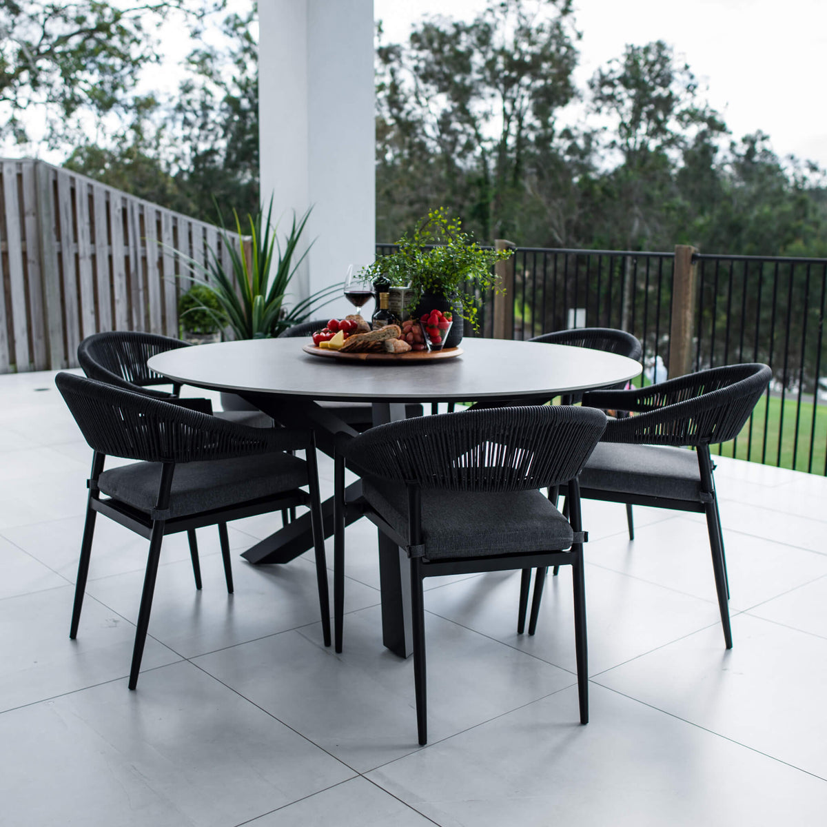 best-outdoor-furniture-Kiara Rope Malibu Round - 7pce (150x150) - Outdoor Dining Set #color_BLACK