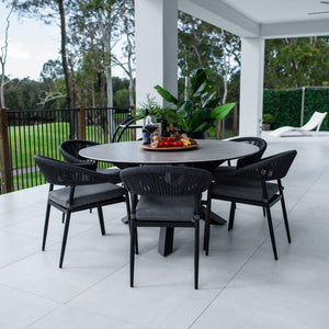 best-outdoor-furniture-Kiara Rope Malibu Round - 7pce (150x150) - Outdoor Dining Set #color_BLACK