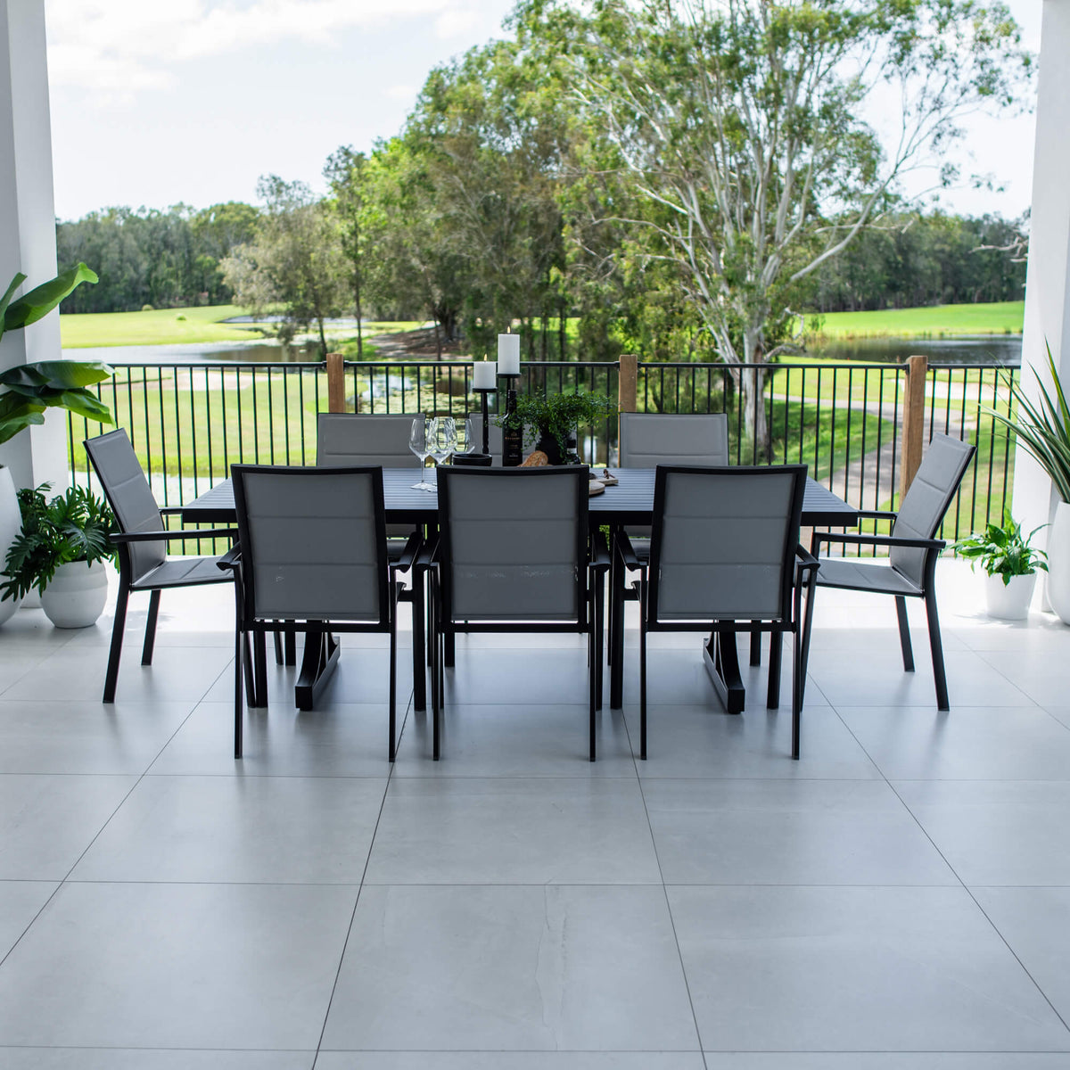 Margot - Bergen Moon Slat - 9pce Outdoor Dining Set (220x100cm)