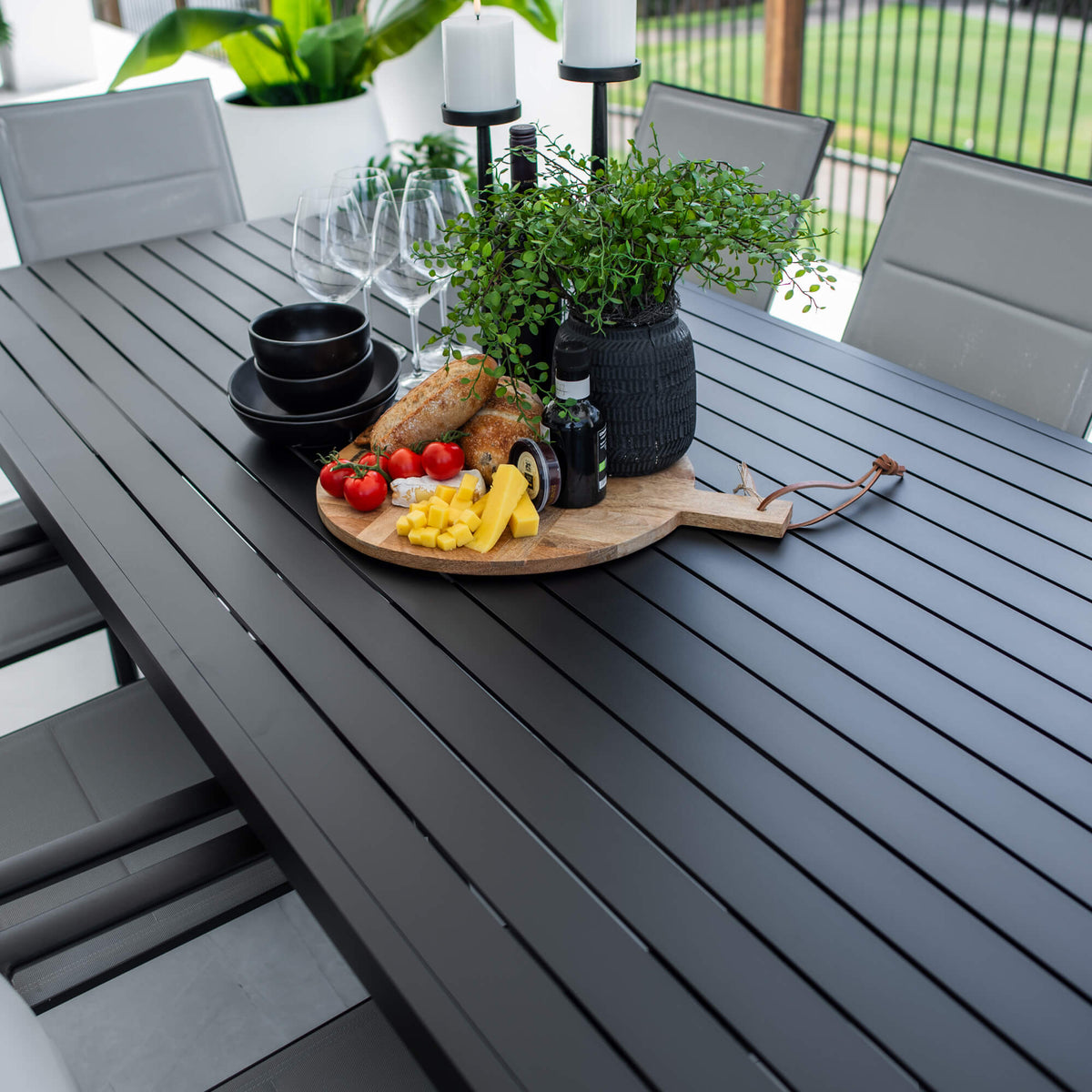 Margot - Bergen Moon Slat - 9pce Outdoor Dining Set (220x100cm)